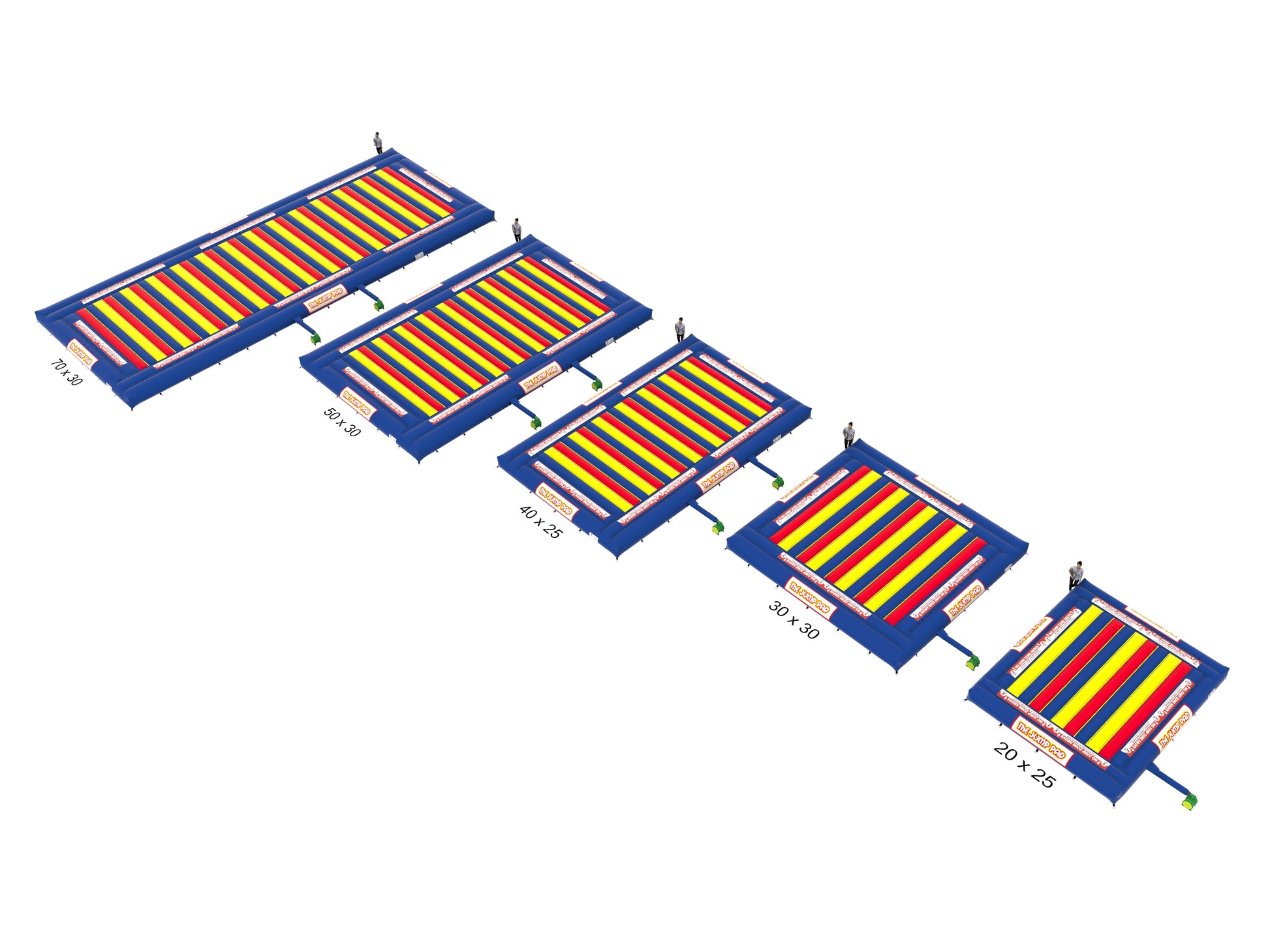 5 Different Sizes of The Standard Jump Pad Inflatables